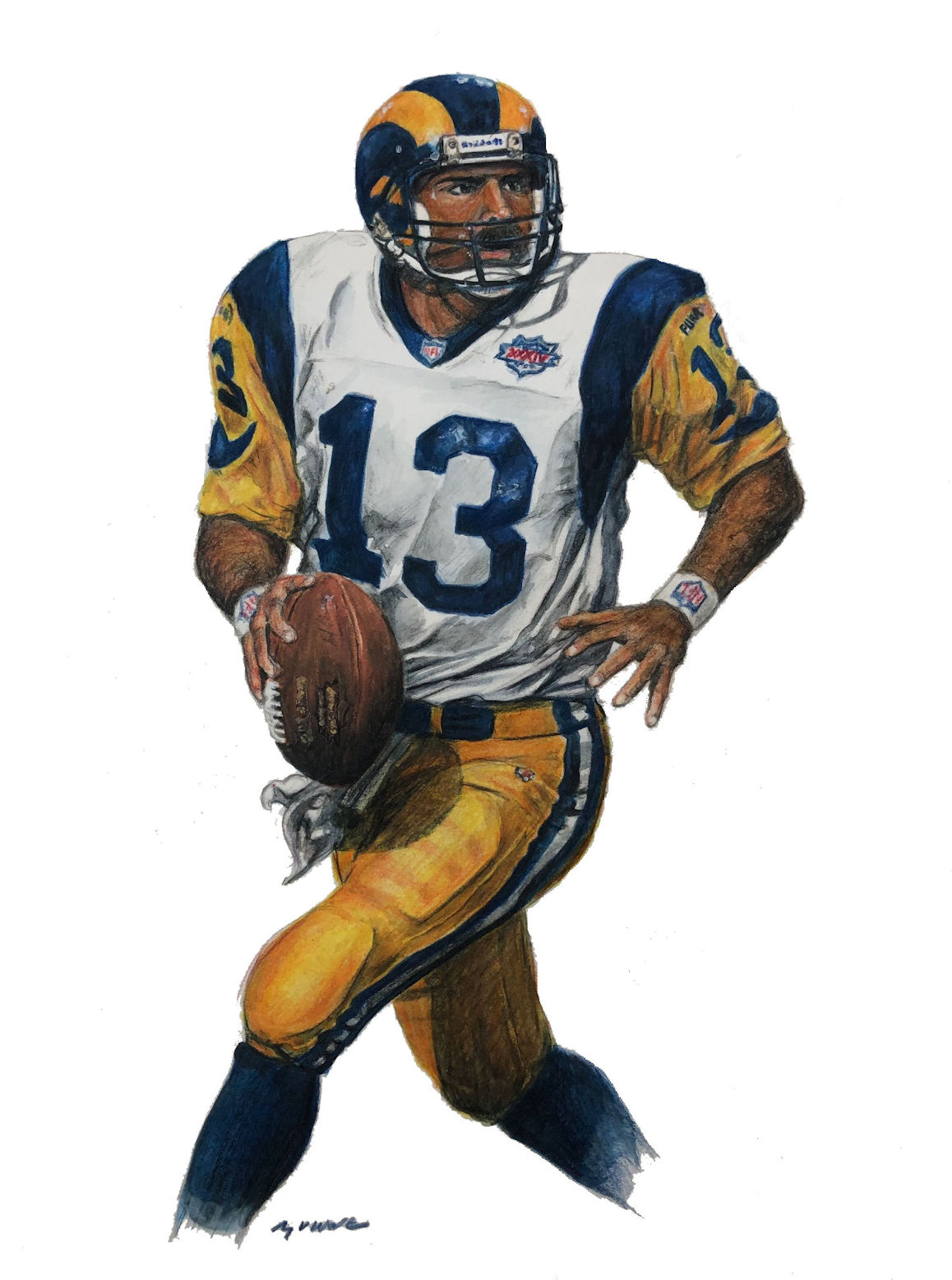 Sketch, Art, Portrait, Football, Kurt Warner, Super Bowl XXXIV
