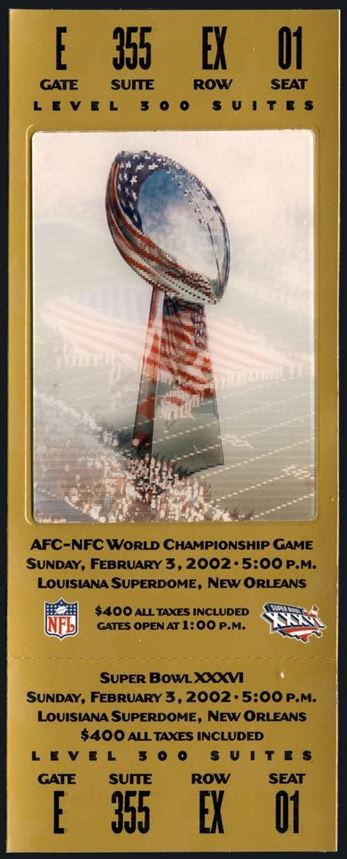 Super Bowl 36 XXXVI Collectibles