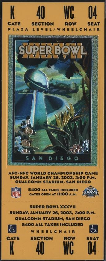 : Super Bowl XXXVII (2003) - Official NFL Super Bowl Patch with  complete Statistics Card - Tampa Bay Buccaneers vs Oakland Raiders - Dexter  Jackson MVP : Collectibles & Fine Art