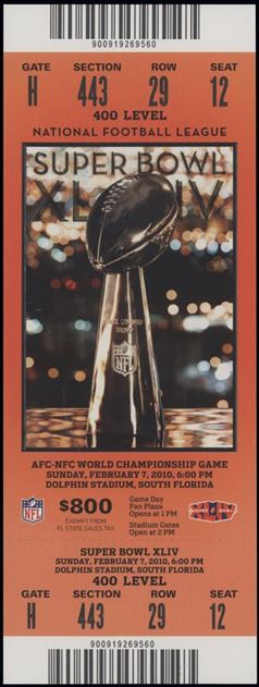 2010 super bowl ticket