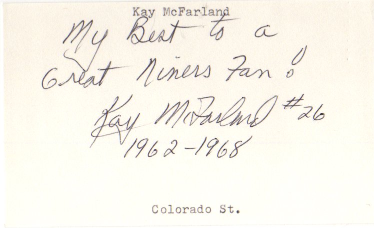 Kay McFarland - San Francisco 49ers