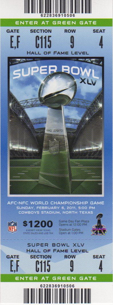 Full Ticket Club Level - Super Bowl XLV