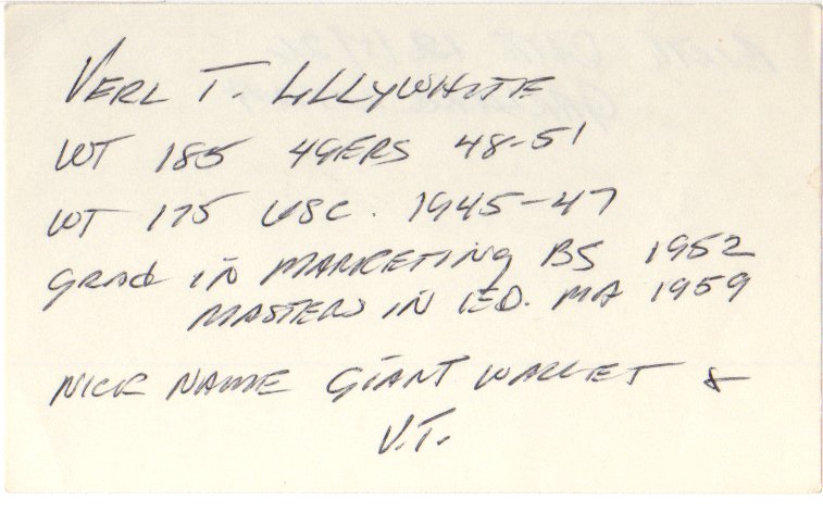 Verl Lillywhite  - San Francisco 49ers