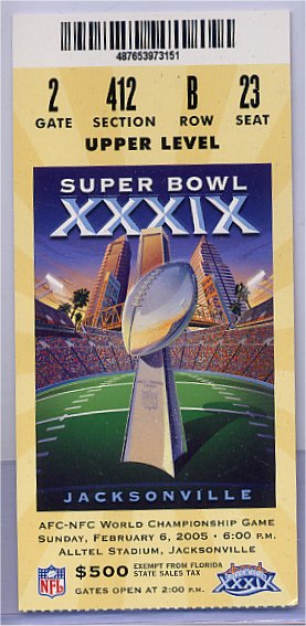 Ticket Stub Green - Super Bowl XXXIX