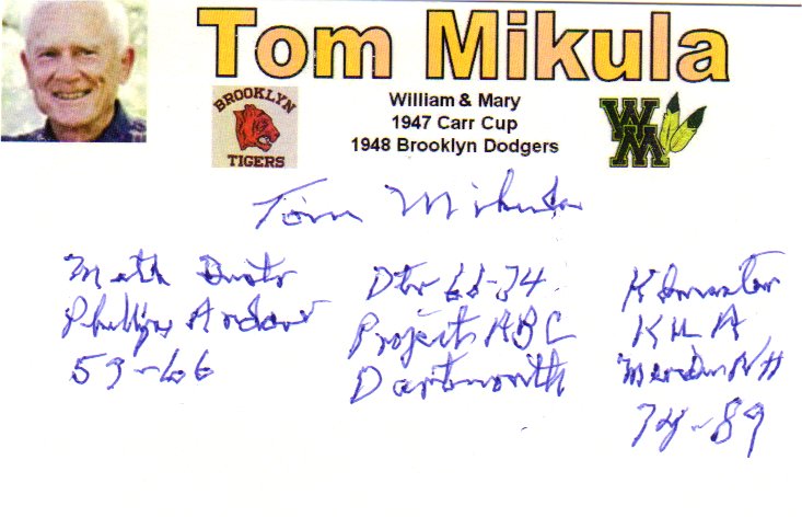 Tom Mikula - Brooklyn Dodgers