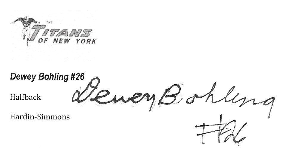 Dewey Bohling - New York Titans