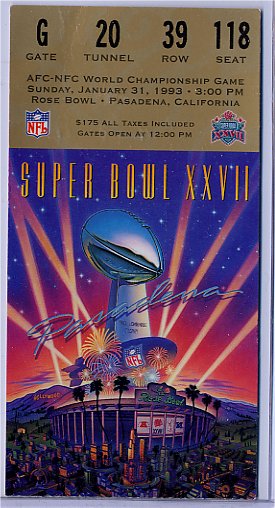Ticket Stub - Super Bowl XXVII