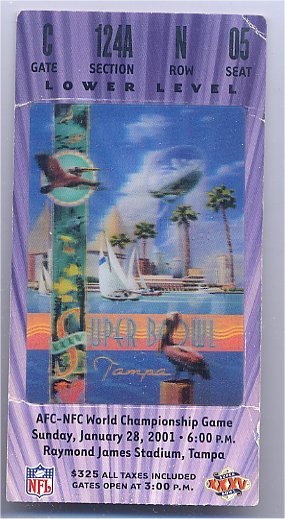 Ticket Stub Lower Level - Super Bowl XXXV