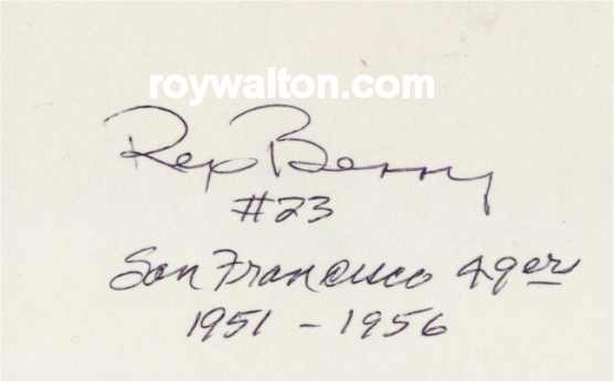 Rex Berry - San Francisco 49ers