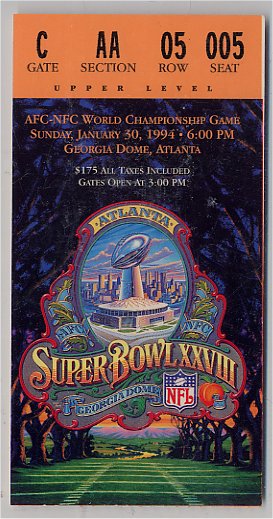 Ticket Stub - Super Bowl XXVIII