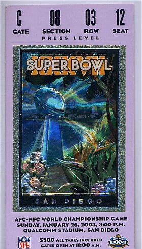 Ticket Stub - Super Bowl XXXVII