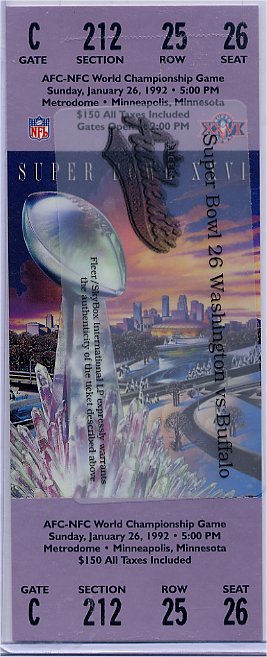 Full Unused - Super Bowl XXVI