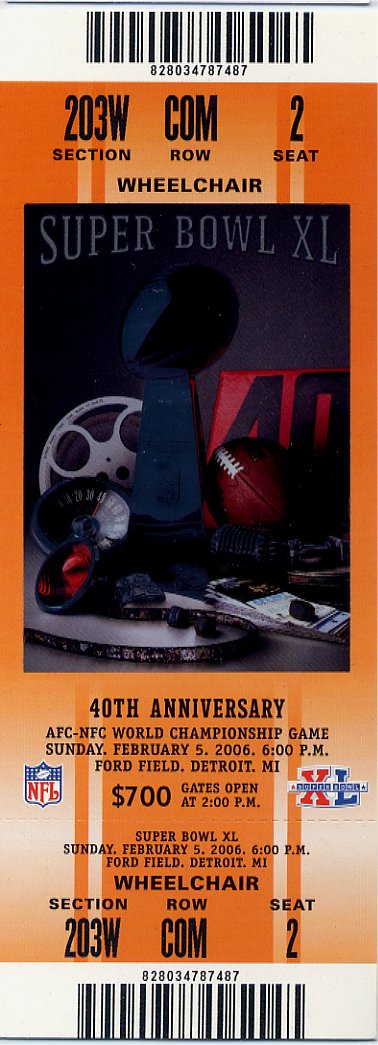 Full Ticket Wheelchair - Super Bowl XL