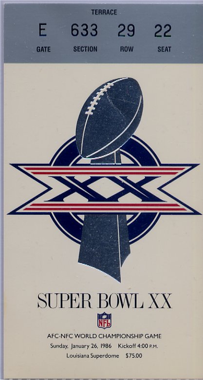 Ticket Stub - Super Bowl XX