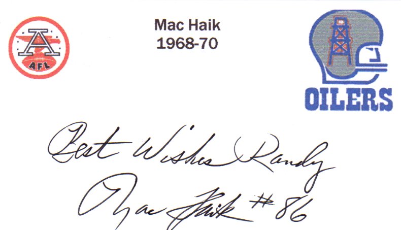 Mac Haik - Houston Oilers