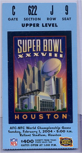 Ticket Stub - Super Bowl XXXVIII