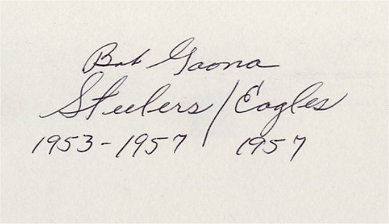 Bob Gaona - Pittsburgh Steelers