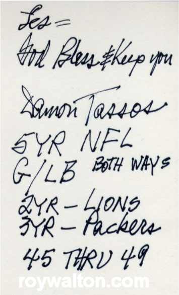 Damon Tassos - Detroit Lions