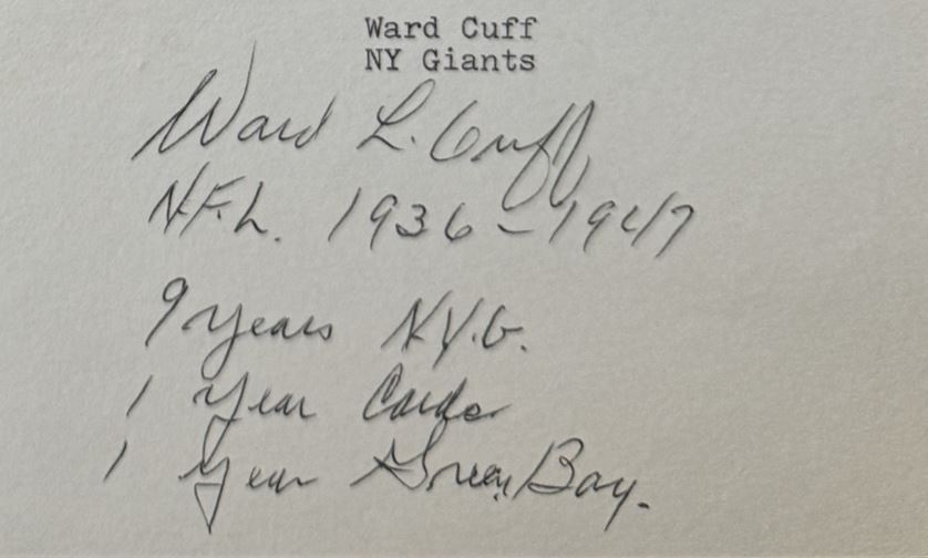 Ward Cuff - New York Giants
