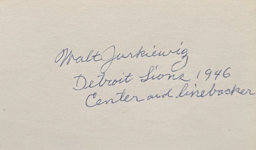 Walt Jurkiewicz - Detroit Lions