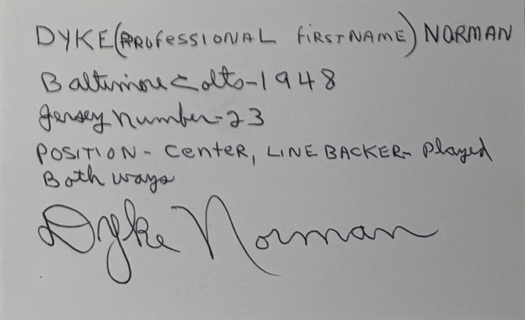 Dyke Norman - Baltimore Colts