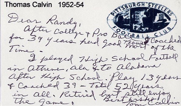 Tom Calvin - Pittsburgh Steelers
