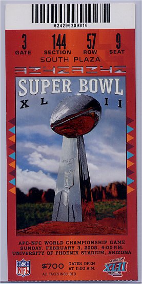 Ticket Stub Red - Super Bowl XLII