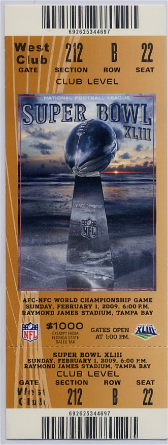 Full Ticket Club Level - Super Bowl XLIII