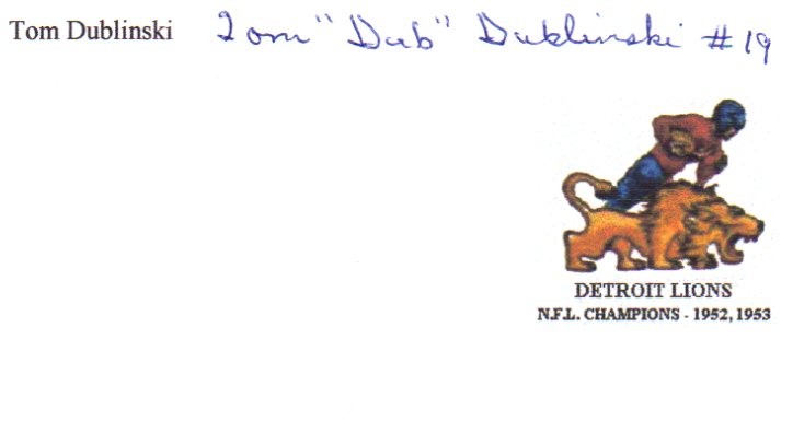 Tom Dublinski - Detroit Lions